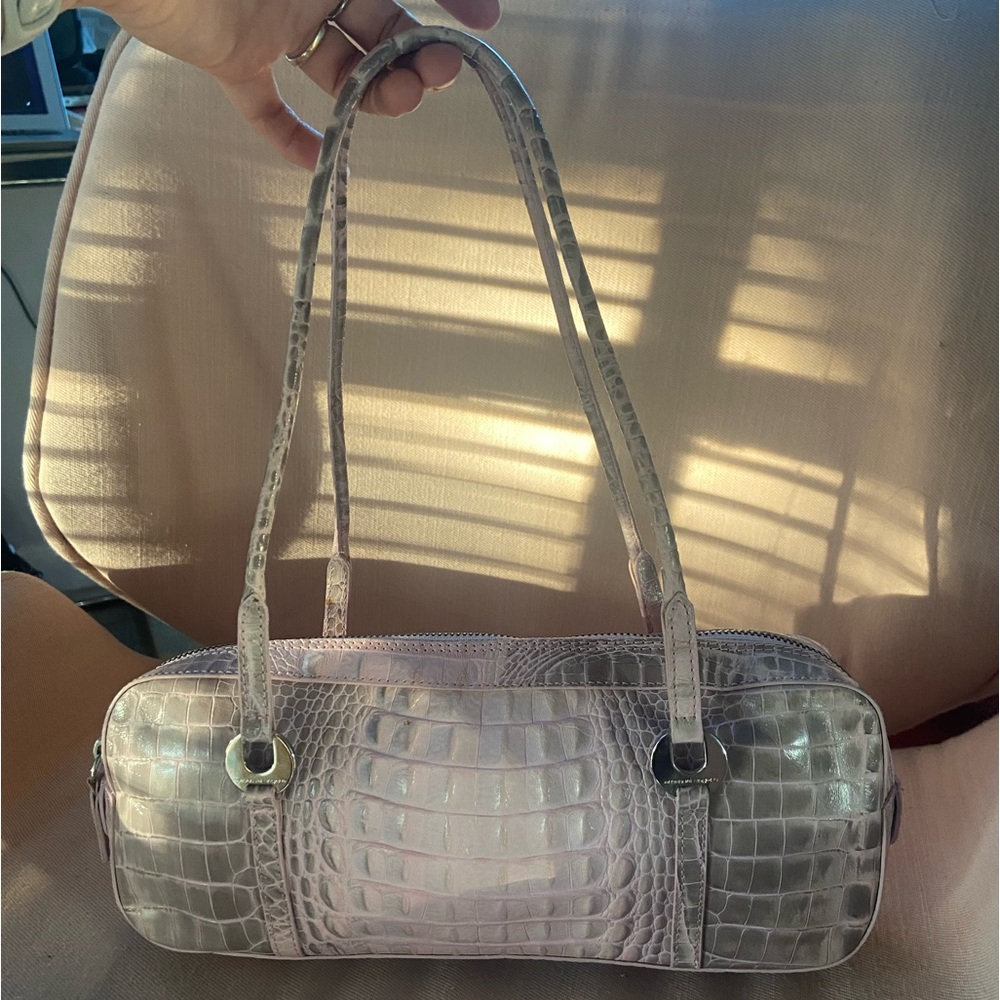 Emanuel Ungaro Vintage Croc Leather Pink Purse